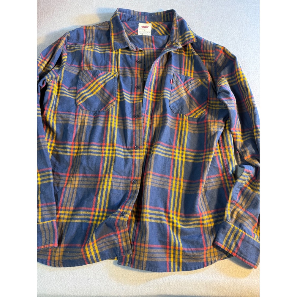 Levis Mens XXL Plaid  Button Down Shirt Blue Yellow Red 3LGLW2185
